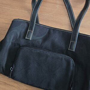 Black Shoulder Bag | Structured Handbag | Multiple Compartments